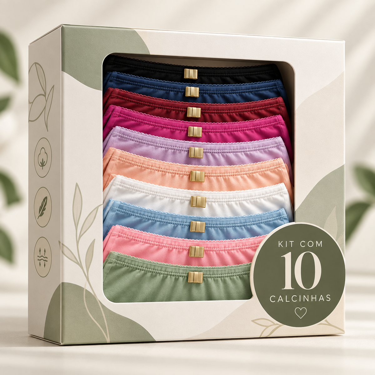 KIT 10 Calcinhas Cintura Alta Modeladora Premium