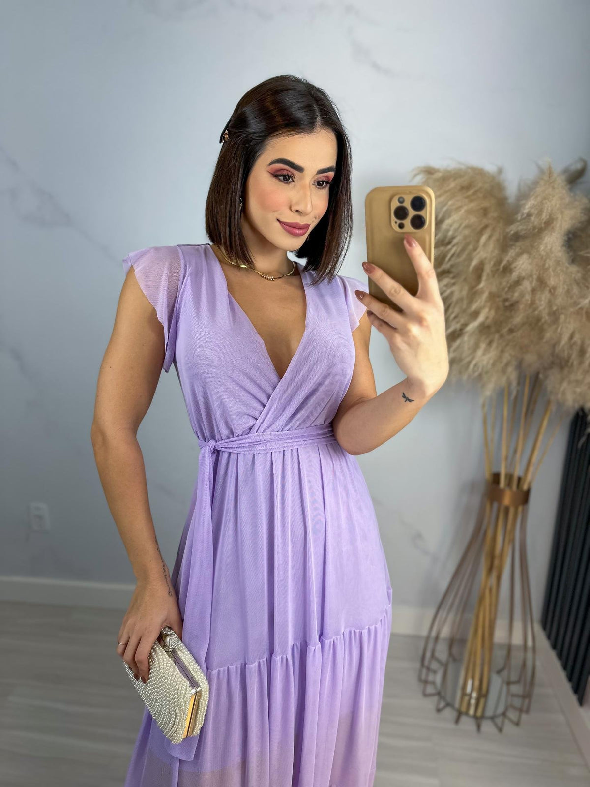 Vestido Izzy Manga Curta Liso