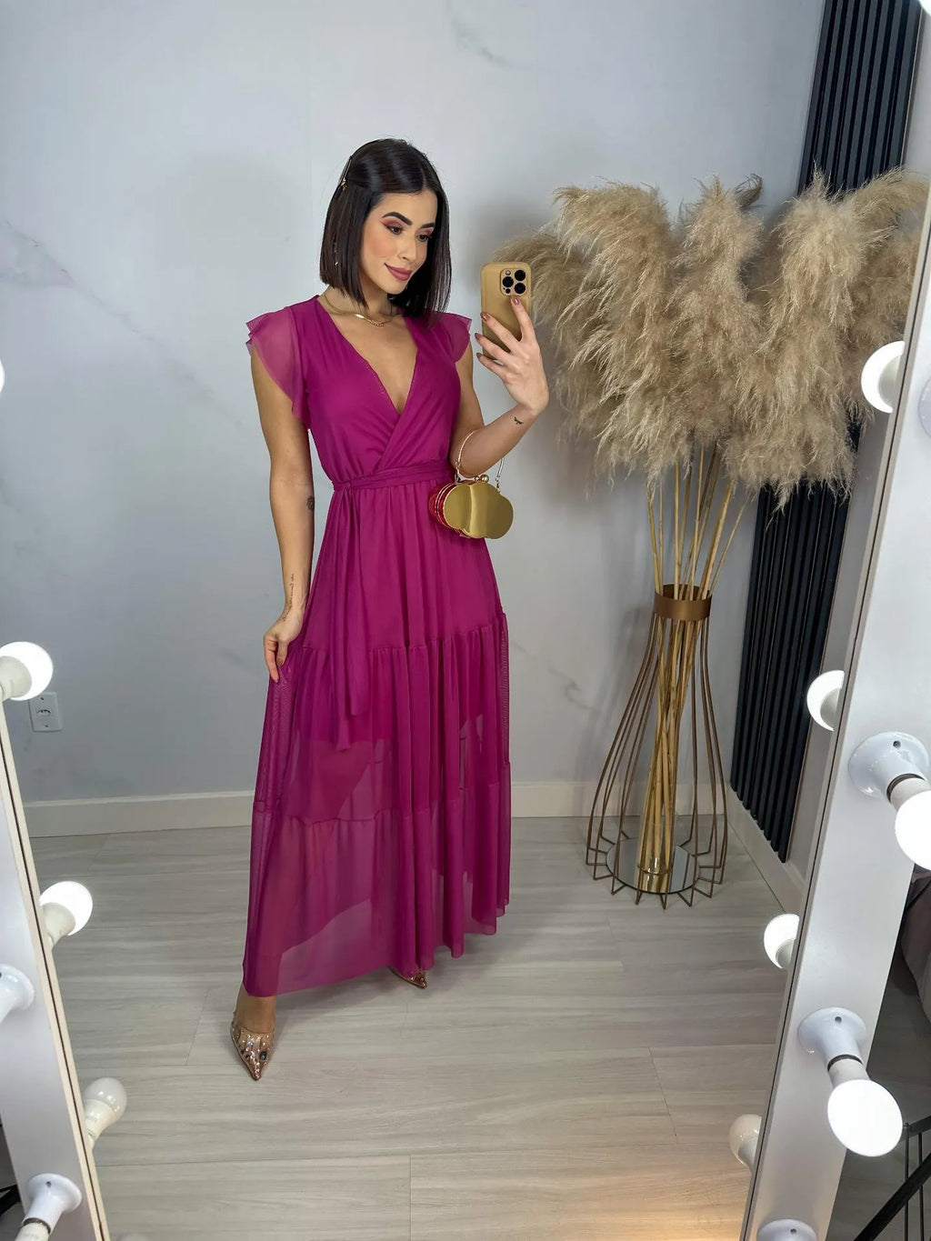 Vestido Izzy Manga Curta Liso