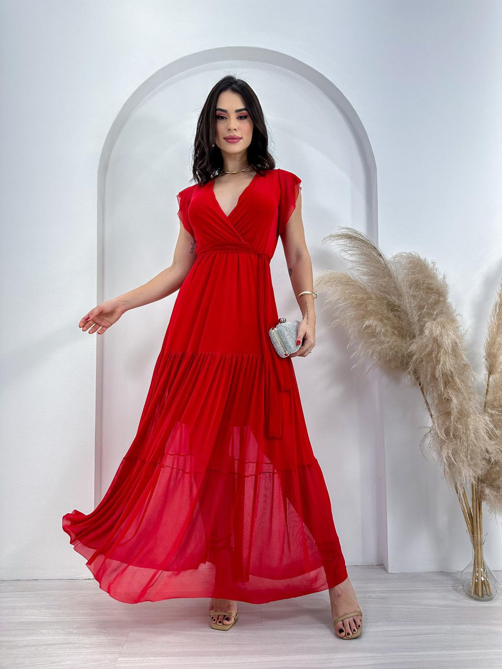 Vestido Izzy Manga Curta Liso